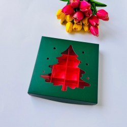 16 Bölmeli Special Çikolata Kutusu-Çam (yeşil-kırmızı)