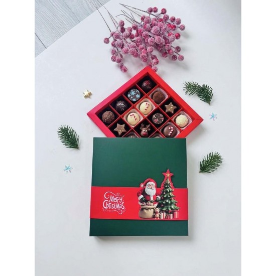 16 Bölmeli Bonbon Çikolata Kutusu-Yılbaşı Şeritli Noel Baba 16 Bölmeli Bonbon Çikolata Kutusu-Yılbaşı Şeritli Noel Baba