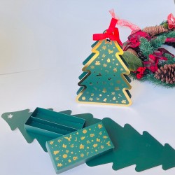 Çam Ağacı Tasarım Kutu-Yeşil (Sert Sıvama Kutu)