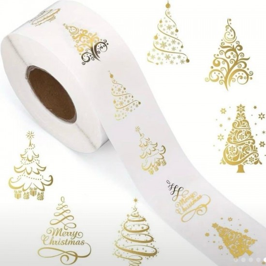Sticker Şeffaf,Yaldız Gold Noel Ağacı