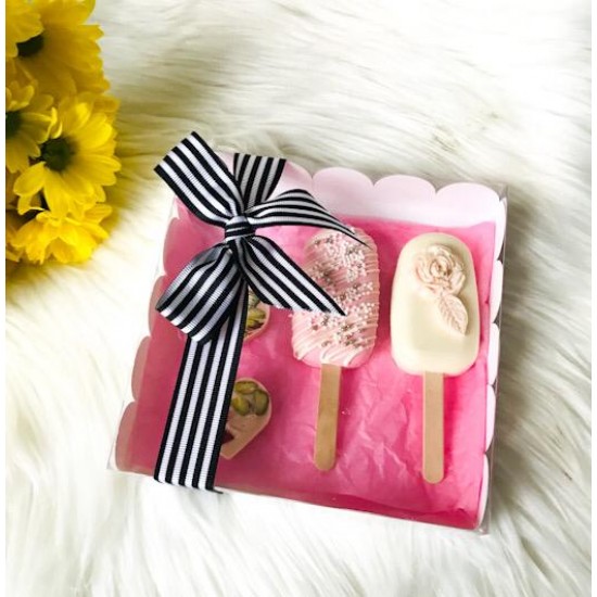 15x15x3 Asetat Kapaklı Desenli Kutu