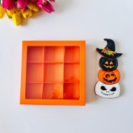 21x21x4 Pencereli Karton Kutu-Halloween (9 Bölmeli)