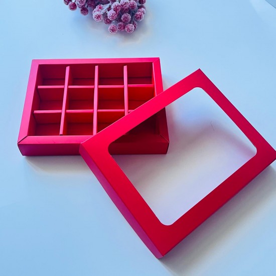 12 Bölmeli Pencereli Bonbon Çikolata Kutusu