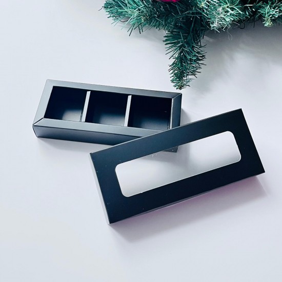 3 Bölmeli Pencereli Bonbon Çikolata Kutusu