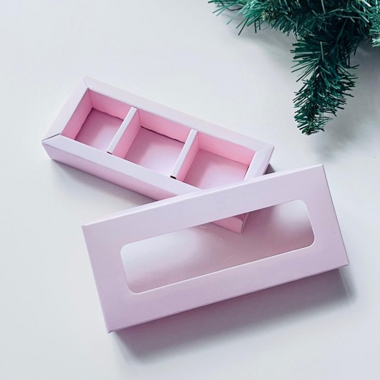 3 Bölmeli Pencereli Bonbon Çikolata Kutusu