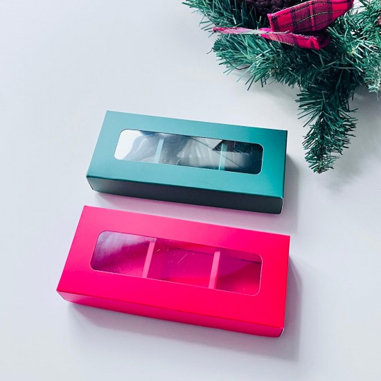 3 Bölmeli Pencereli Bonbon Çikolata Kutusu