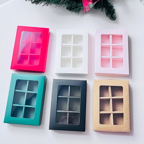 6 Bölmeli Pencereli Bonbon Çikolata Kutusu