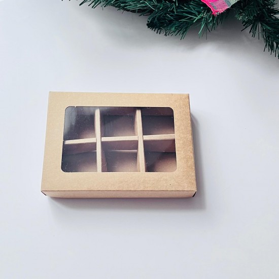 6 Bölmeli Pencereli Bonbon Çikolata Kutusu