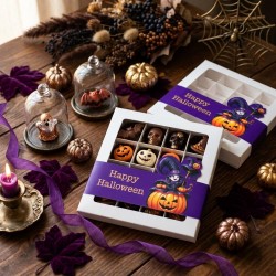 16 Bölmeli Pencereli Çikolata Kutusu-Halloween Temalı