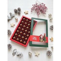 28 Bölmeli Pencereli Bonbon Çikolata Kutusu-Yılbaşı Şeritli Noel Baba 28 Bölmeli Pencereli Bonbon Çikolata Kutusu-Yılbaşı Şeritli Noel Baba