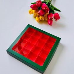 16 Bölmeli Pencereli Çikolata Kutusu Yılbaşı-Madlen Uyumlu