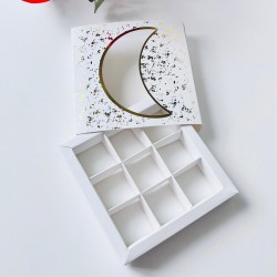 9 Bölmeli Ramazan Temalı Sürgülü Çikolata Kutusu Gold Yaldız 