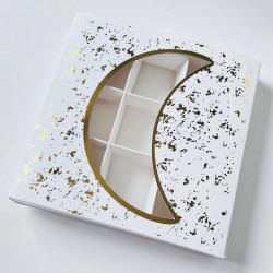 9 Bölmeli Ramazan Temalı Sürgülü Çikolata Kutusu Gold Yaldız 