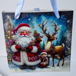 16 Bölmeli Çanta Model Bonbon Çikolata Kutusu-Simli Noel Baba