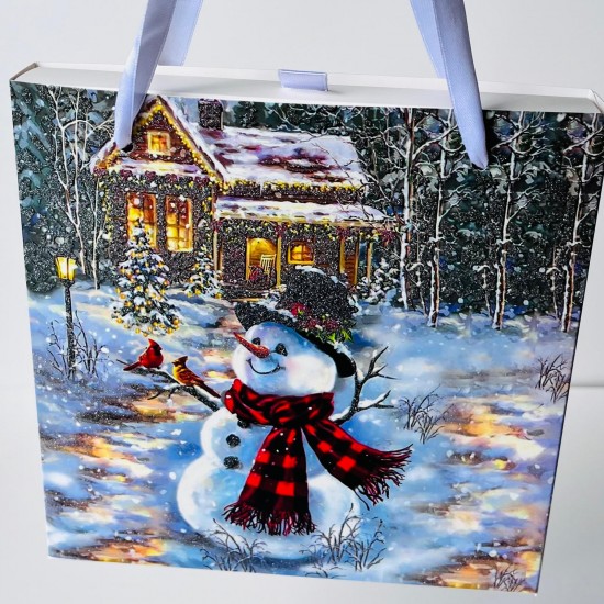 16 Bölmeli Çanta Model Bonbon Çikolata Kutusu-Simli Kardan Adam