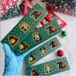 5 Bölmeli Yılbaşı Tema-Gold Yaldız Bonbon Çikolata Kutusu 