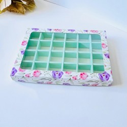 24 Bölmeli Pencereli Bonbon Çikolata Kutusu Çiçek Desen 24 Bölmeli Pencereli Bonbon Çikolata Kutusu Çiçek Desen