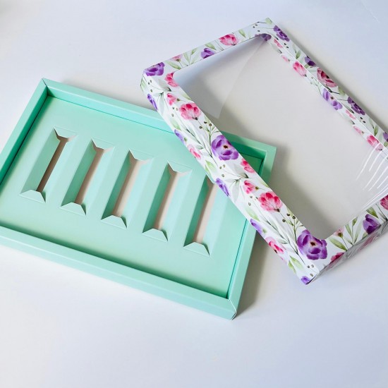 5 Bölmeli Pencereli Çikolata Kutusu Ruj Kalıp-Stick Çikolata  Çiçek Desen