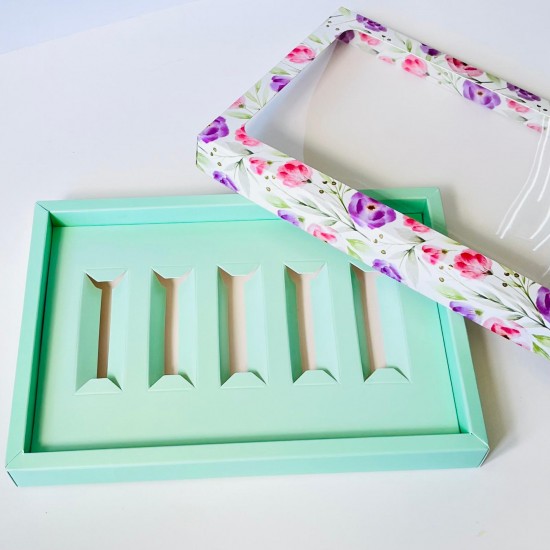 5 Bölmeli Pencereli Çikolata Kutusu Ruj Kalıp-Stick Çikolata  Çiçek Desen