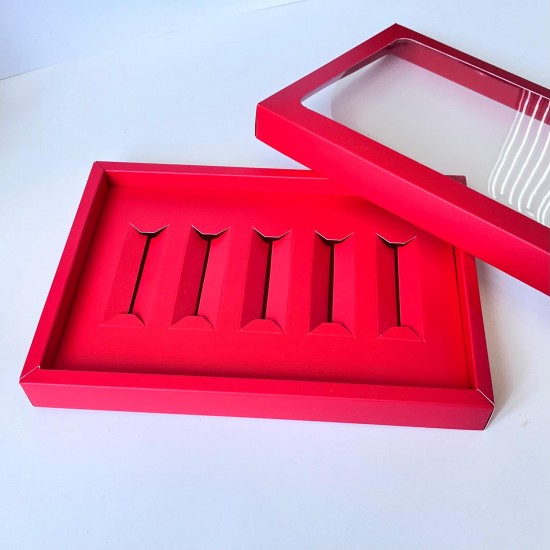 5 Bölmeli Pencereli Çikolata Kutusu Ruj Kalıp-Stick Çikolata 