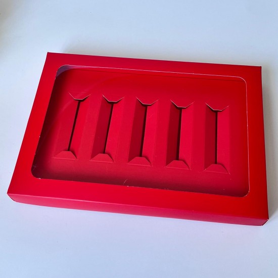 5 Bölmeli Pencereli Çikolata Kutusu Ruj Kalıp-Stick Çikolata 