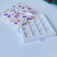 16 Bölmeli Çanta Model Bonbon Çikolata Kutusu-Çiçek Desen
