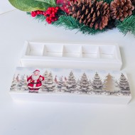 5 Bölmeli Karton Sürgülü Çikolata Kutusu-Simli Noel Baba
