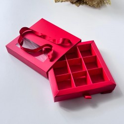 9 Bölmeli Pencereli Çanta Model Bonbon Çikolata Kutusu