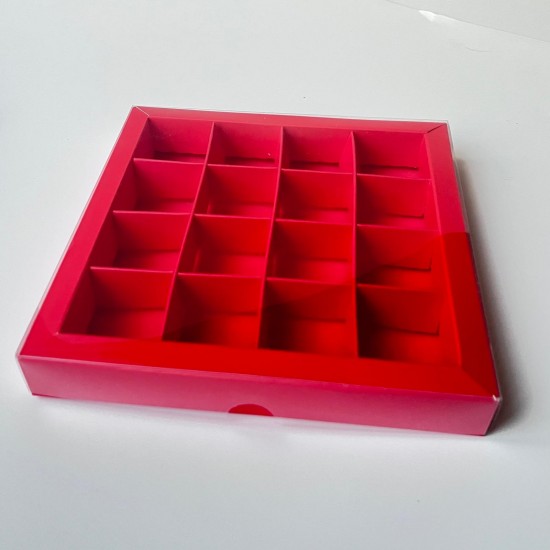 16 Bölmeli Asetat Kapaklı Bonbon Çikolata Kutusu