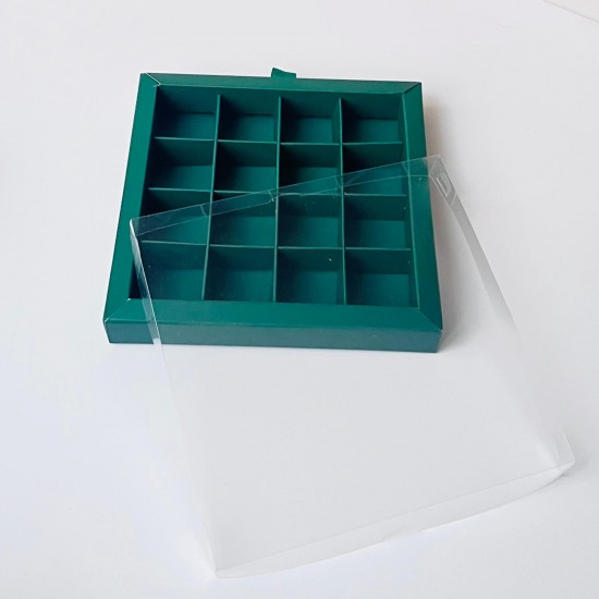 16 Bölmeli Asetat Kapaklı Bonbon Çikolata Kutusu