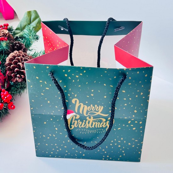 Karton Çanta Yılbaşı Desen 20x20x20 cm