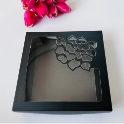 18x18x4 Çiçek Tsarım Karton Kutu-Simli