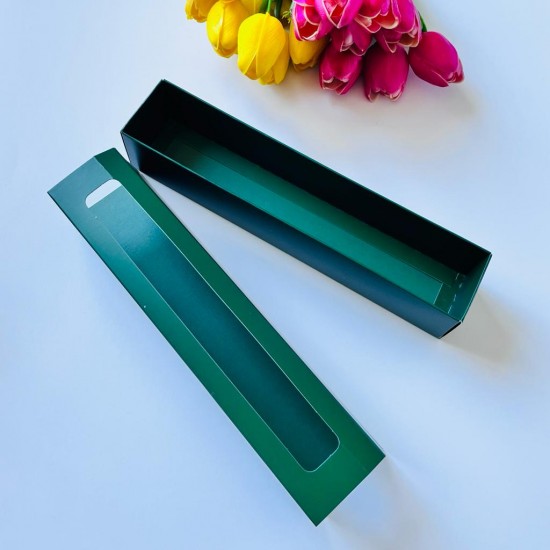 5x5x25 Pencereli Sürgülü Makaron Kutusu 5x5x25 Pencereli Sürgülü Makaron Kutusu