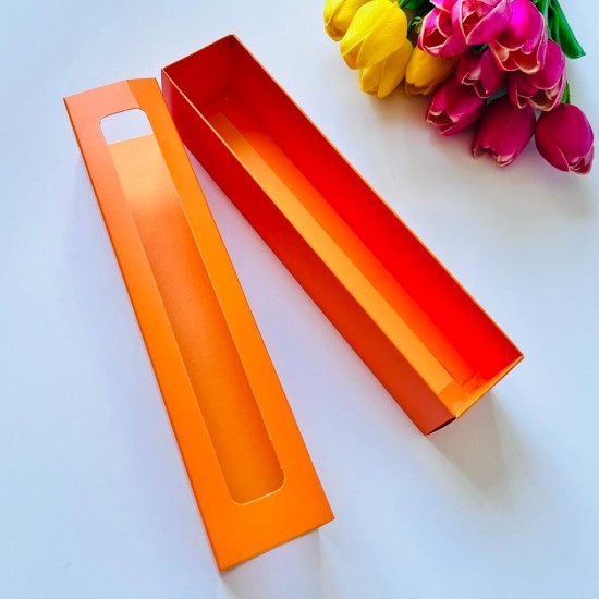 5x5x25 Pencereli Sürgülü Makaron Kutusu 5x5x25 Pencereli Sürgülü Makaron Kutusu