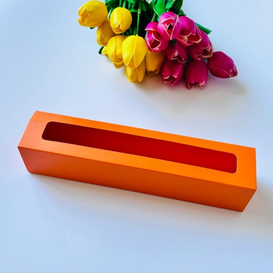 5x5x25 Pencereli Sürgülü Makaron Kutusu 5x5x25 Pencereli Sürgülü Makaron Kutusu