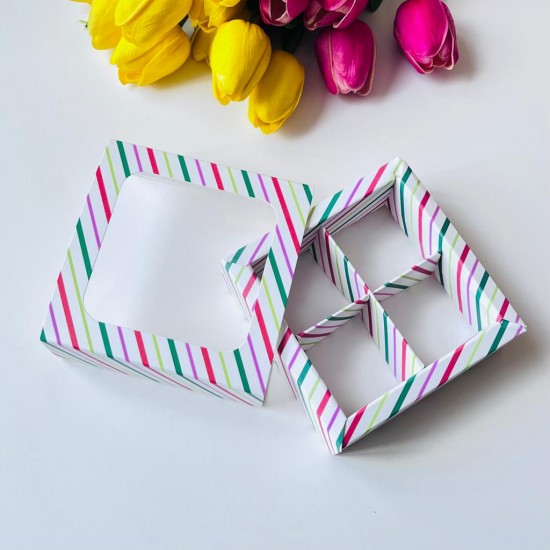 4 Bölmeli Pencereli Çikolata Kutusu