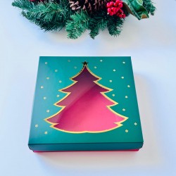 18x18x4 Çam Ağacı Tasarım Gold Yaldız Kutu (Yeşil-Kırmızı) 18x18x4 Çam Ağacı Tasarım Gold Yaldız Kutu (Yeşil-Kırmızı)