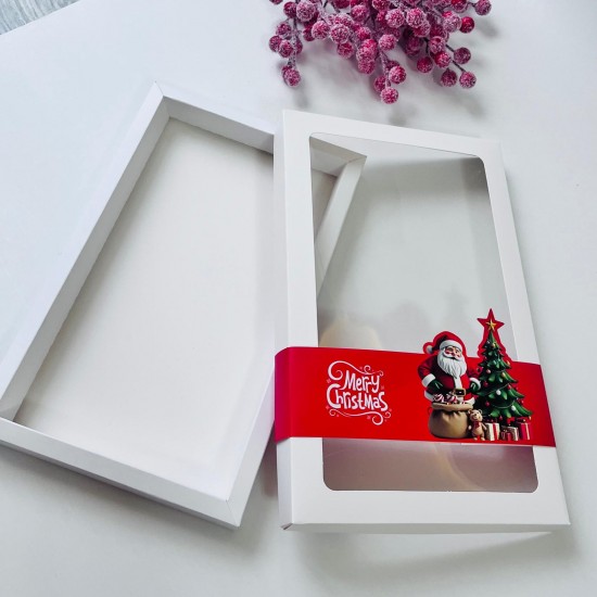 Yılbaşı Temalı Pencereli Kutu 18x30x2,5 cm-Noel Baba Yılbaşı Temalı Pencereli Kutu 18x30x2,5 cm-Noel Baba