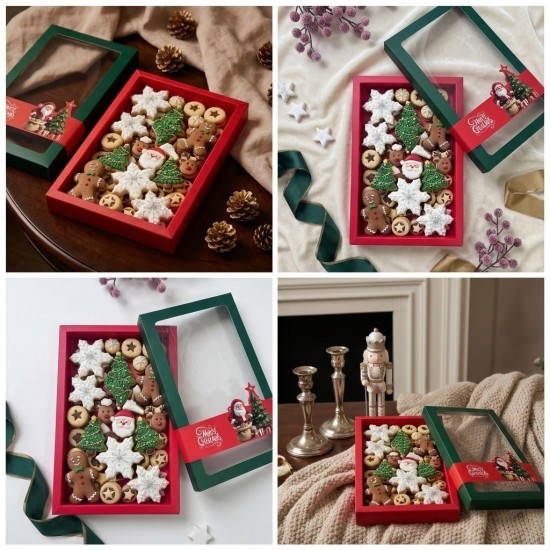 Yılbaşı Temalı Pencereli Kutu 18x30x2,5 cm-Noel Baba Yılbaşı Temalı Pencereli Kutu 18x30x2,5 cm-Noel Baba