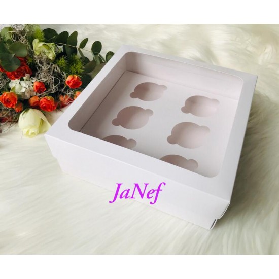 25x25x10 Pencereli Cupcake Kutusu 6 Bölmeli 25x25x10 Pencereli Cupcake Kutusu 6 Bölmeli