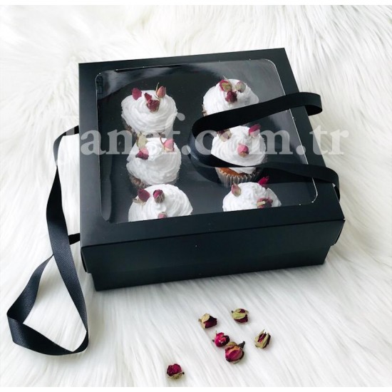 25x25x10 Pencereli Cupcake Taşıma Kutusu 6 Bölmeli