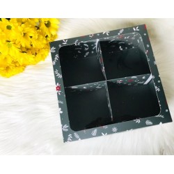 25x25x10 Pencereli Kutu Yılbaşı Desen-4 Bölmeli