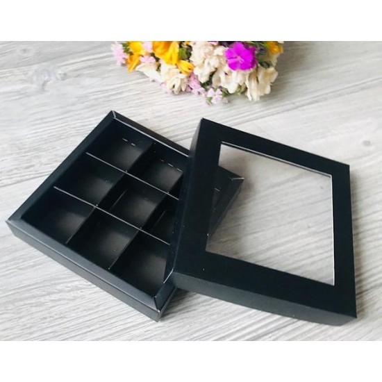 9 Bölmeli Pencereli Bonbon Çikolata Kutusu