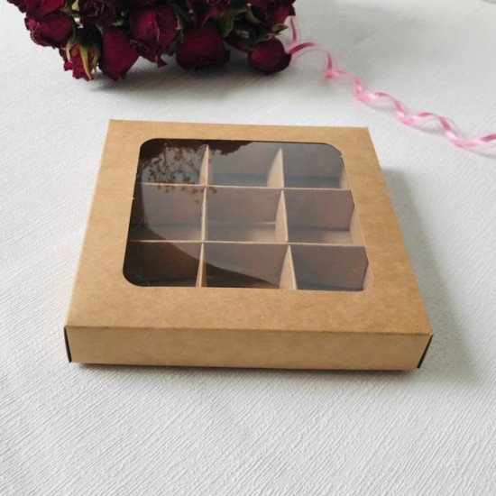 9 Bölmeli Pencereli Bonbon Çikolata Kutusu