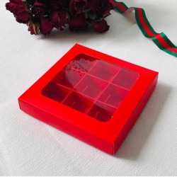 9 Bölmeli Pencereli Sürgülü Bonbon Çikolata Kutusu 