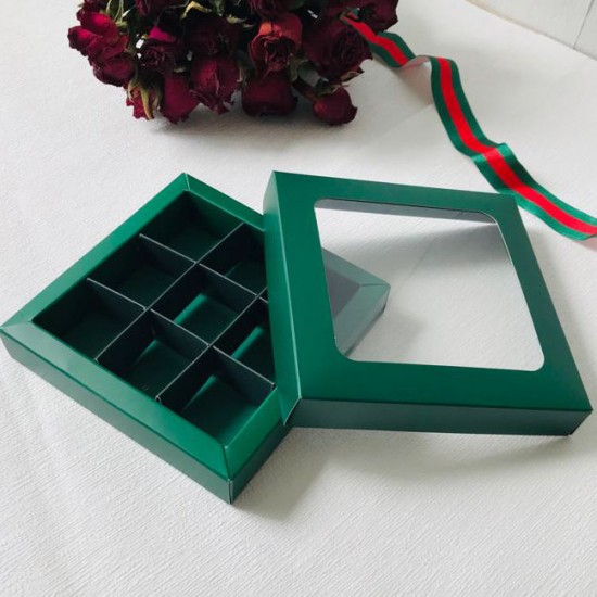 9 Bölmeli Pencereli Bonbon Çikolata Kutusu