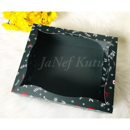 25x30x9 Pencereli Karton Kutu Yılbaşı Desen