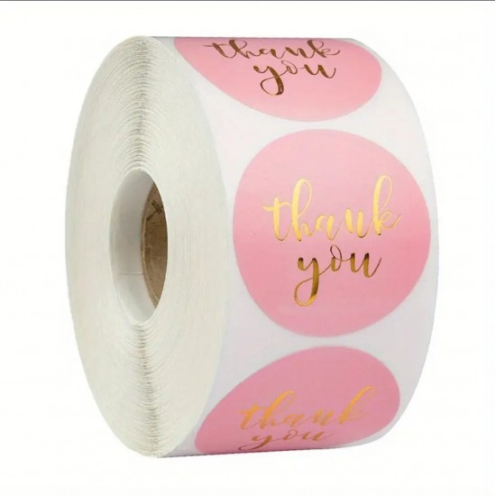 Sticker Yapışkanlı,Pembe Yaldız Thank You