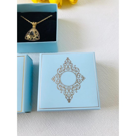 Takı Kutusu Süngerli 8x8x3 Mavi-Desen 2