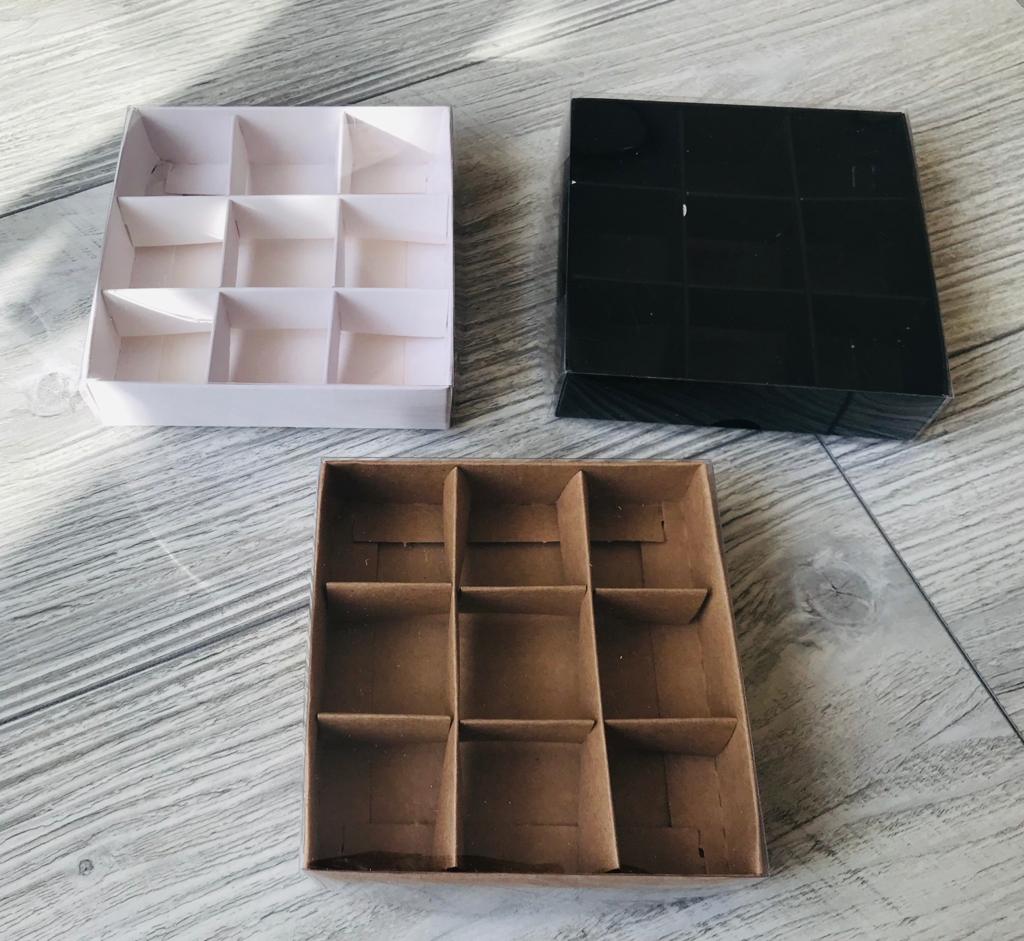15x15x3 Asetat Kapaklı Kutu (9 Bölmeli) — galeri görseli